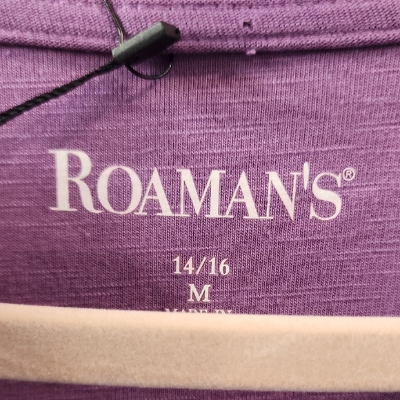 Roaman's Purple Pleated Buttoned Blouse - Picture 2 of 3